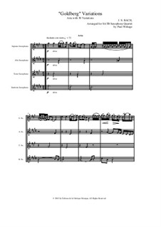 Goldberg-Variationen, BWV 988: Arrangement for SATB saxophone quartet by Johann Sebastian Bach