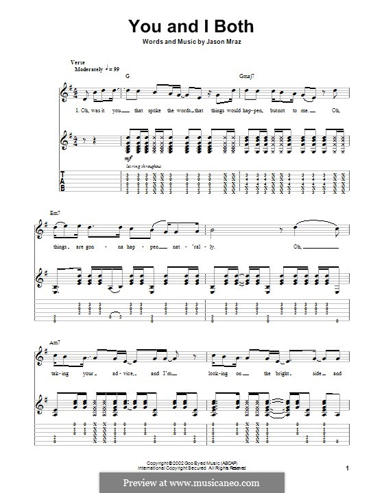 You and I Both: Für Gitarre mit Tab by Jason Mraz