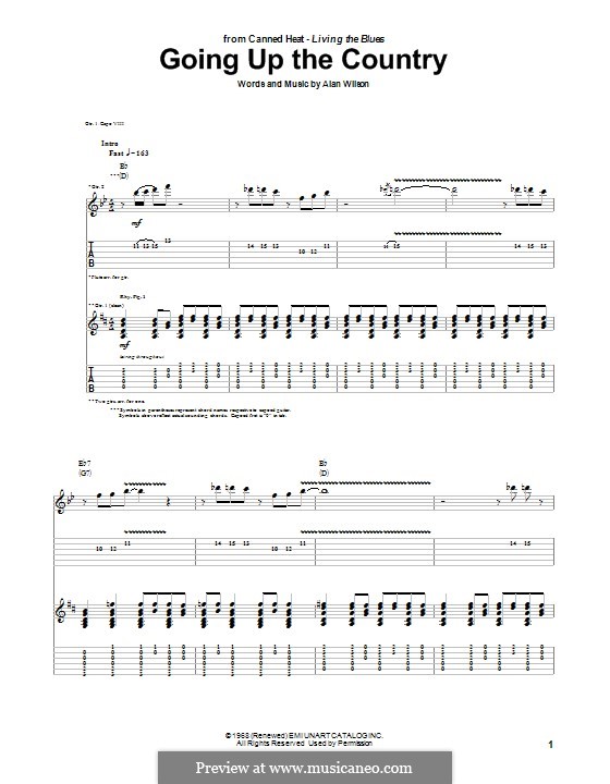 Going Up the Country: Für Gitarre mit Tab by Alan Wilson