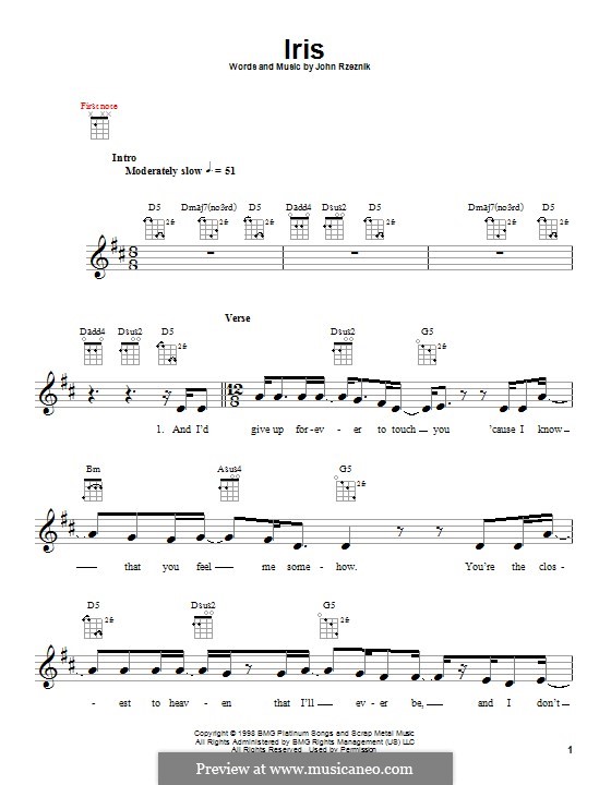 Iris (Goo Goo Dolls): Für Ukulele by John Rzeznik