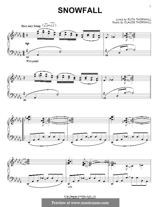 Snowfall (Tony Bennett): Für Klavier by Claude Thornhill, Ruth Thornhill