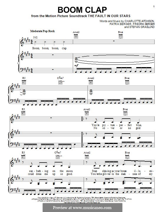 Boom Clap (Charli XCX): Für Stimme und Klavier (oder Gitarre) by Patrik Berger, Charlotte Aitchison, Fredrik Berger, Stefan Graslund