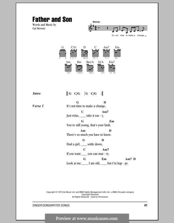 Father and Son (Boyzone): Texte und Akkorde by Cat Stevens