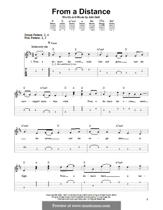 From a Distance: Für Gitarre mit Tab by Julie Gold