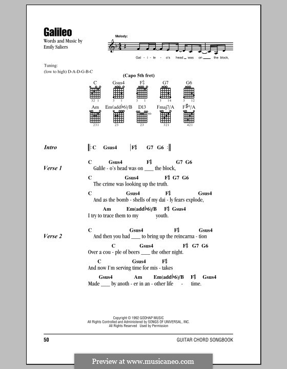 Galileo (Indigo Girls): Texte und Akkorde by Emily Saliers