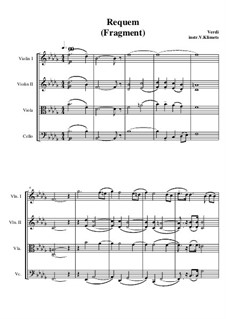 Messa da Requiem: Fragment, for string quartet – full score by Giuseppe Verdi