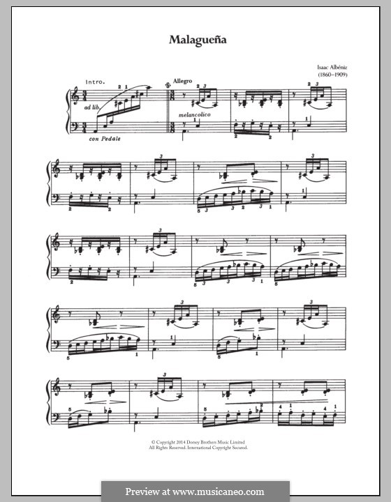 Nr.3 Malagueña: Für Klavier by Isaac Albéniz