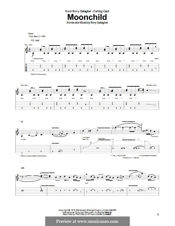 Moonchild: Für Gitarre mit Tab by Rory Gallagher