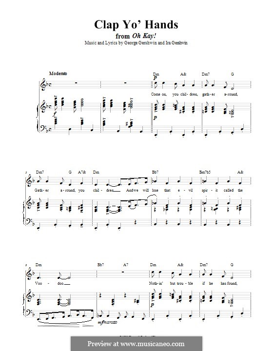Clap Yo' Hands: Für Stimme und Klavier (oder Gitarre) by George Gershwin