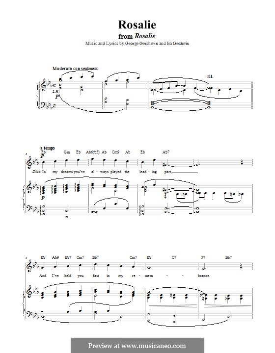 Rosalie: Für Stimme und Klavier (oder Gitarre) by George Gershwin
