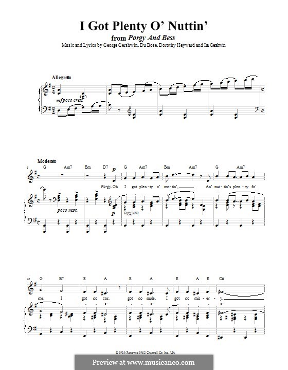I Got Plenty O' Nuttin': Für Stimme und Klavier (oder Gitarre) by George Gershwin
