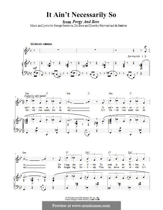 It ain't Necessarily So: Für Stimme und Klavier (oder Gitarre) by George Gershwin