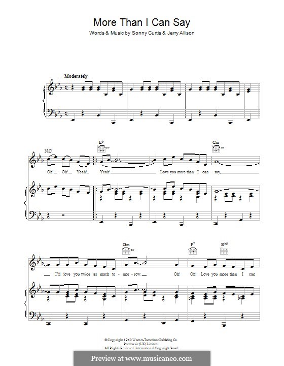 More Than I Can Say Leo Sayer Von J Allison S Curtis Auf Musicaneo fur stimme und klavier oder gitarre