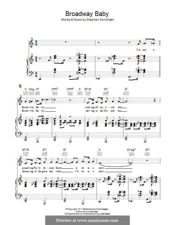 Broadway Baby: Für Stimme und Klavier (oder Gitarre) by Stephen Sondheim