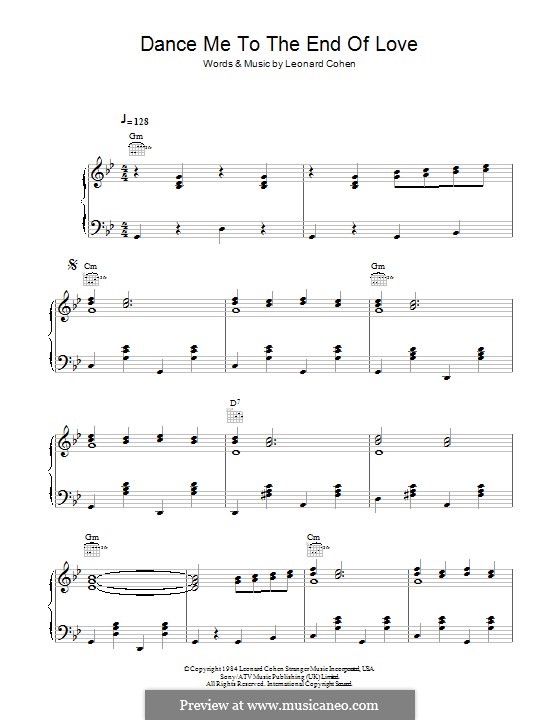 Dance Me To The End Of Love Traduction Dance Me to the End of Love von L. Cohen - Noten auf MusicaNeo