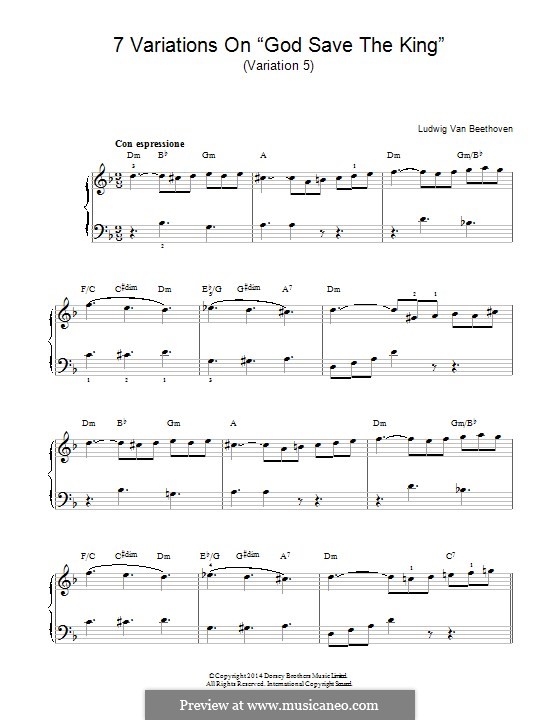 Sieben Variationen über englisches Lied 'Gott schütze die König', WoO 78: Variation Nr.5 by Ludwig van Beethoven