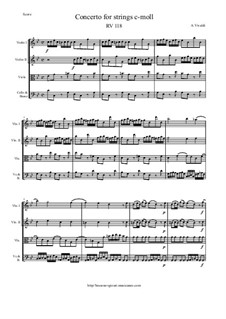 Concerto for Strings in C Minor, RV 118: Score and parts by Antonio Vivaldi