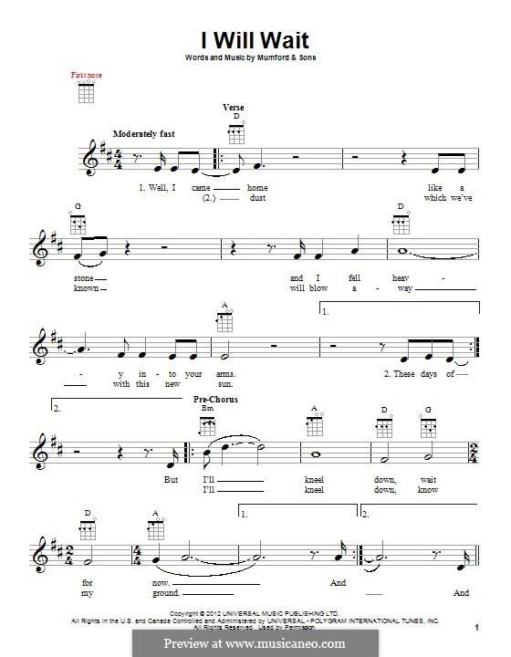 Mumford & Sons I Will Wait Chords I Will Wait (Mumford & Sons) von M. Mumford - Noten auf MusicaNeo