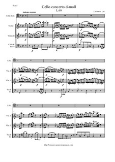 Cello Concerto No.3 in D Minor, L.60: Score and all parts by Leonardo di Leo