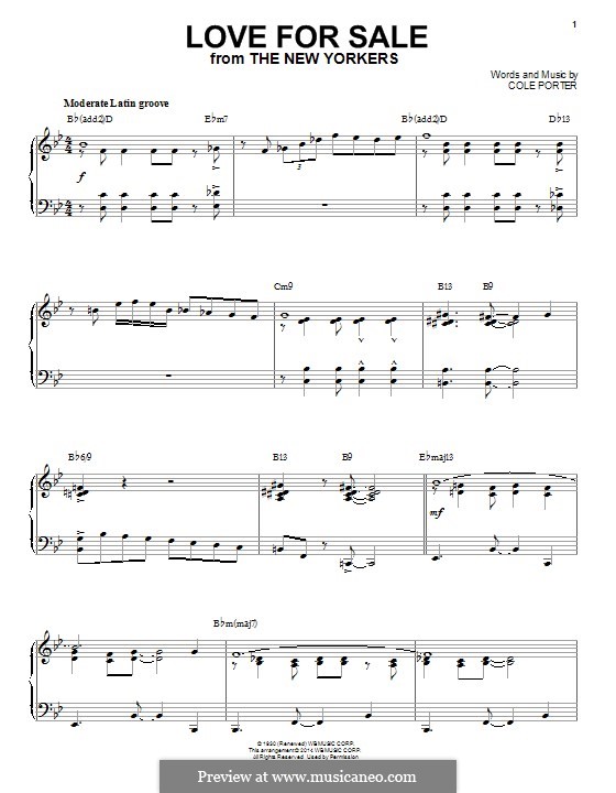 Love for Sale: Für Klavier by Cole Porter