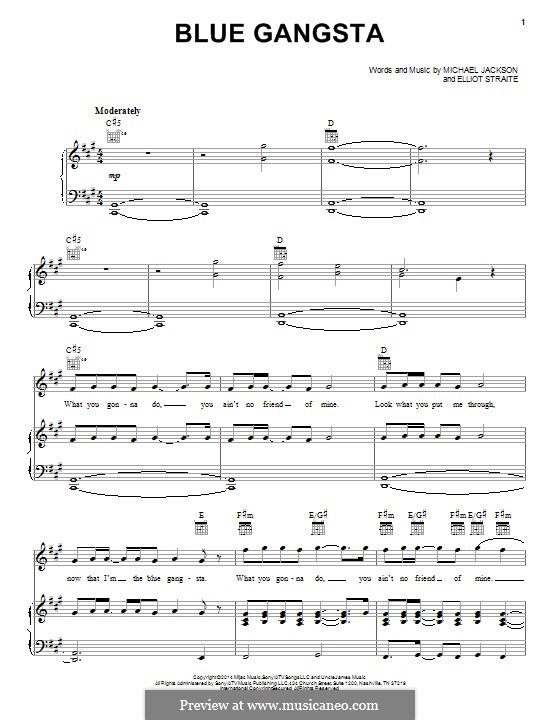 Blue Gangsta: Für Stimme und Klavier (oder Gitarre) by Elliot Straite, Michael Jackson