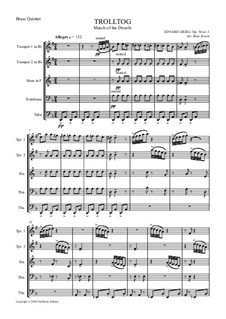 Lyrische Stücke, Op.54: No.3 March of the Dwarfs, for wind quintet by Edvard Grieg