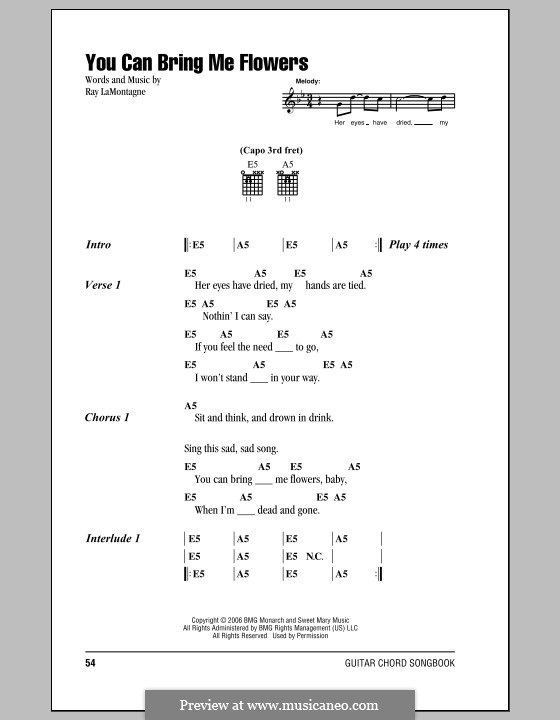 You Can Bring Me Flowers: Texte und Akkorde by Ray LaMontagne