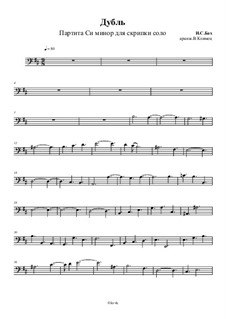 Partita für Violine Nr.1 in h-Moll, BWV 1002: Double. Arrangement for string quartet – cello part, Op.37 No.3 by Johann Sebastian Bach