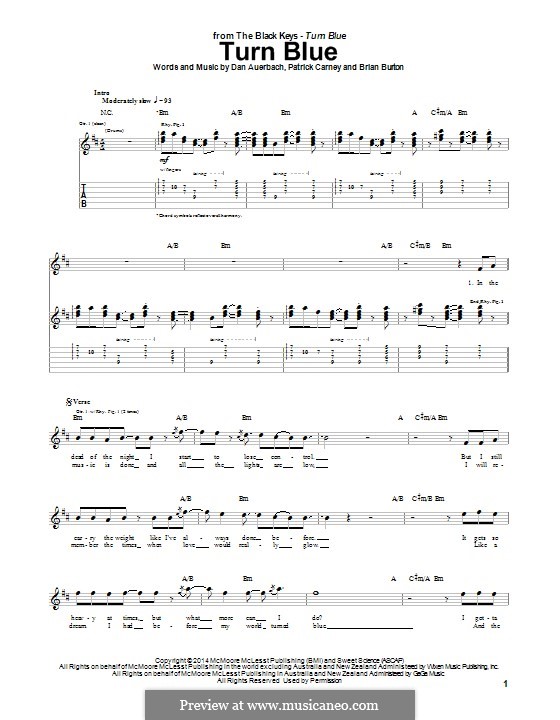 Turn Blue (The Black Keys): Für Gitarre mit Tab by Brian Burton, Daniel Auerbach, Patrick Carney