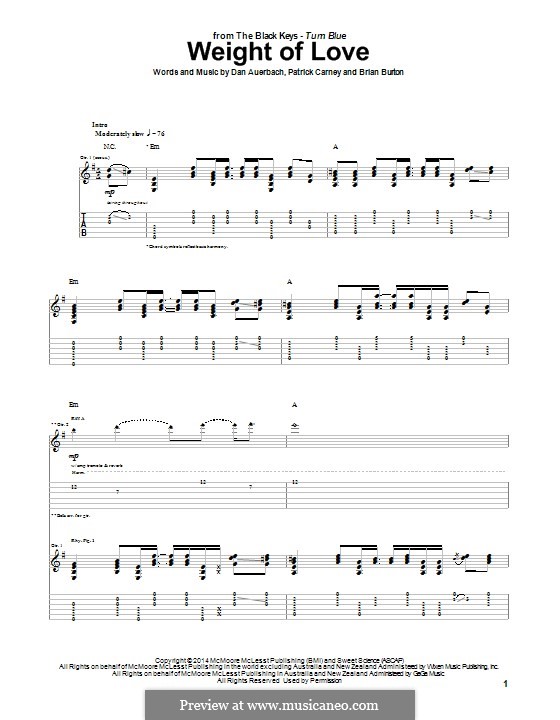 Weight of Love (The Black Keys): Für Gitarre mit Tab by Brian Burton, Daniel Auerbach, Patrick Carney