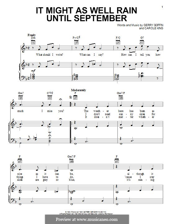 It Might as Well Rain Until September: Für Stimme und Klavier (oder Gitarre) by Gerry Goffin