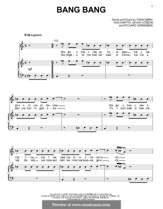 Bang Bang (feat. Ariana Grande): Für Stimme und Klavier (oder Gitarre) by Max Martin, Onika Maraj, Savan Kotecha, Rickard Goransson