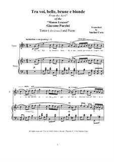 Manon Lescaut : Tra voi belle..., for tenor and piano, CSPG1 by Giacomo Puccini