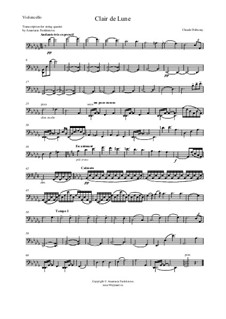 No.3 Clair de lune: For string quartet – cello part by Claude Debussy