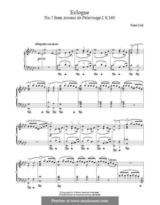 Das erste Jahr. Schweiz, S.160: No.7 Eglogue by Franz Liszt