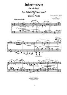 Manon Lescaut : Intermezzo, for piano, CSPG3 by Giacomo Puccini