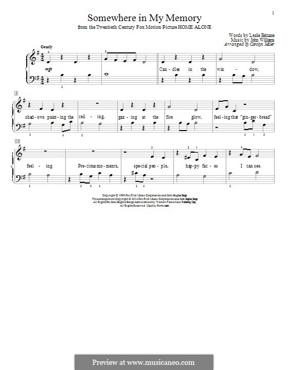 Somewhere in My Memory (from Home Alone): Für Klavier by John Williams