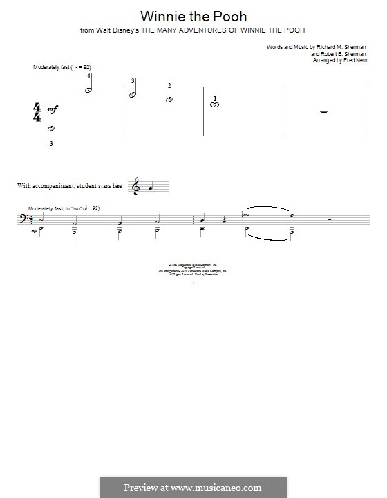 Winnie the Pooh (from The Many Adventures Of Winnie The Pooh): Für Klavier by Richard M. Sherman, Robert B. Sherman