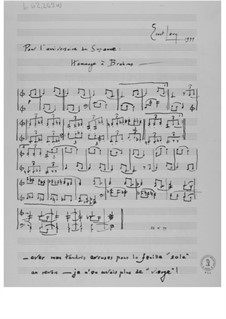 Hommage à Brahms (Pour l'anniversaire de Suzanne): Hommage à Brahms (Pour l'anniversaire de Suzanne) by Ernst Levy