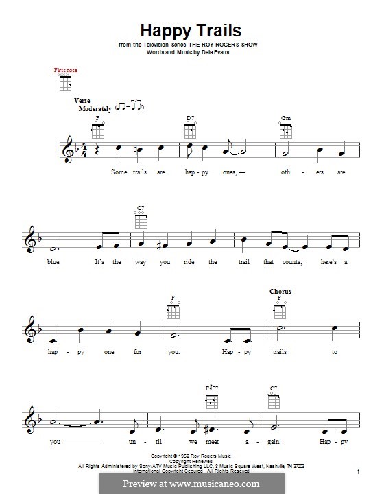 Happy Trails (from The Roy Rogers Show): Für Ukulele by Dale Evans