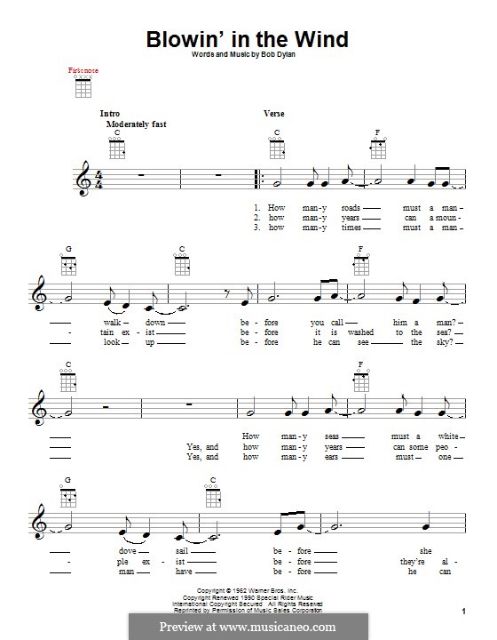 Blowin' in the Wind: Für Ukulele by Bob Dylan
