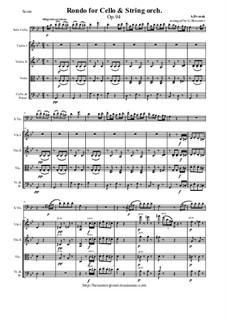 Rondo in g-Moll, B.181 Op.94: For cello and string orchestra - score and parts by Antonín Dvořák