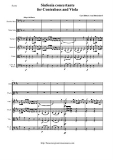 Sinfonia Concertante for Contrabass, Viola and String Orchestra, Kr.127: Score and all parts by Karl Ditters von Dittersdorf