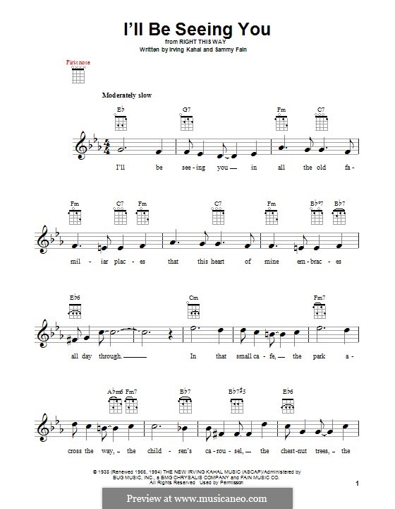 I'll Be Seeing You: Für Ukulele by Irving Kahal, Sammy Fain