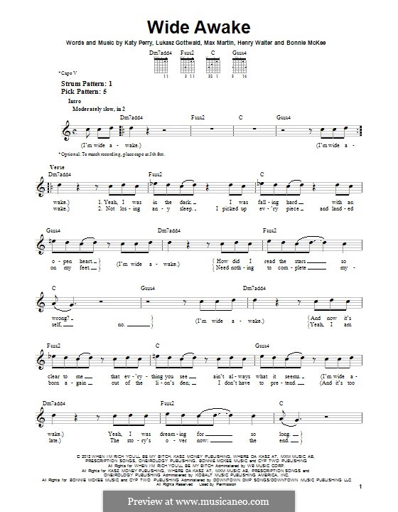 Wide Awake: Für Gitarre by Bonnie McKee, Katy Perry, Lukas Gottwald, Max Martin, Henry Russell Walter