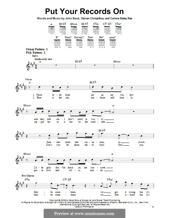 Put Your Records on (Corinne Bailey Rae): Für Gitarre mit Tab by John Beck, Steven Chrisanthou