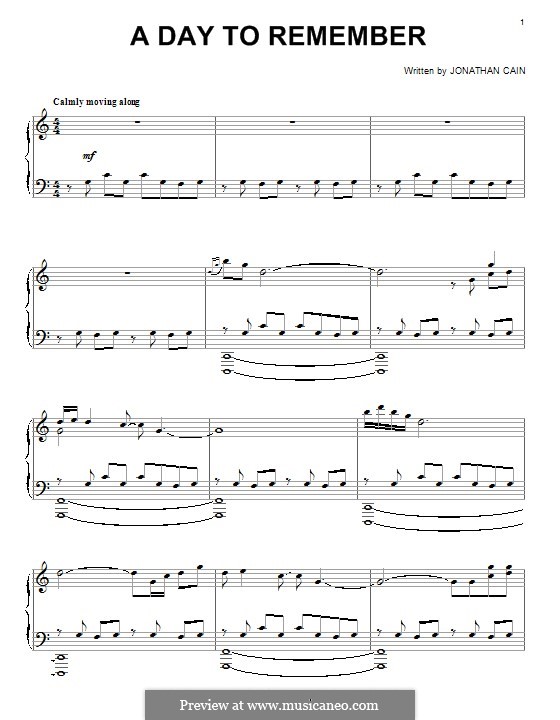 A Day to Remember: Für Klavier by Jonathan Cain