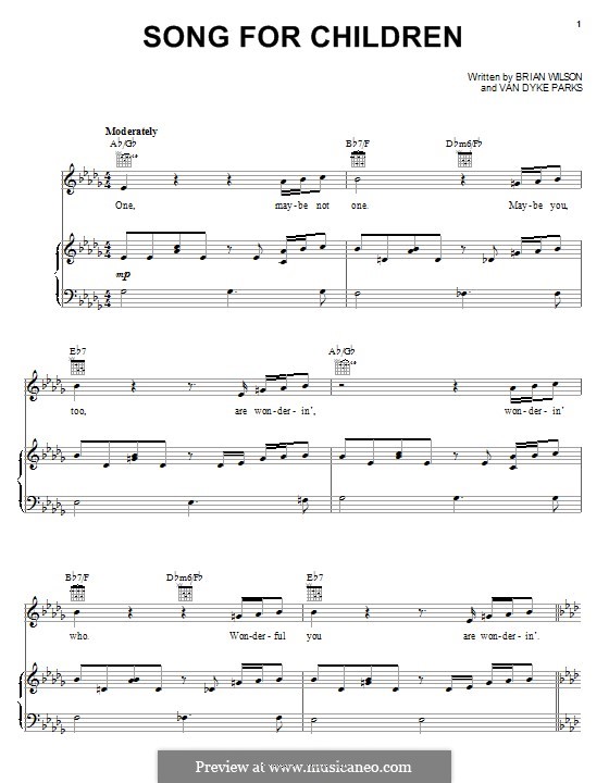 Song for Children: Für Stimme und Klavier (oder Gitarre) by Brian Wilson, Van Dyke Parks