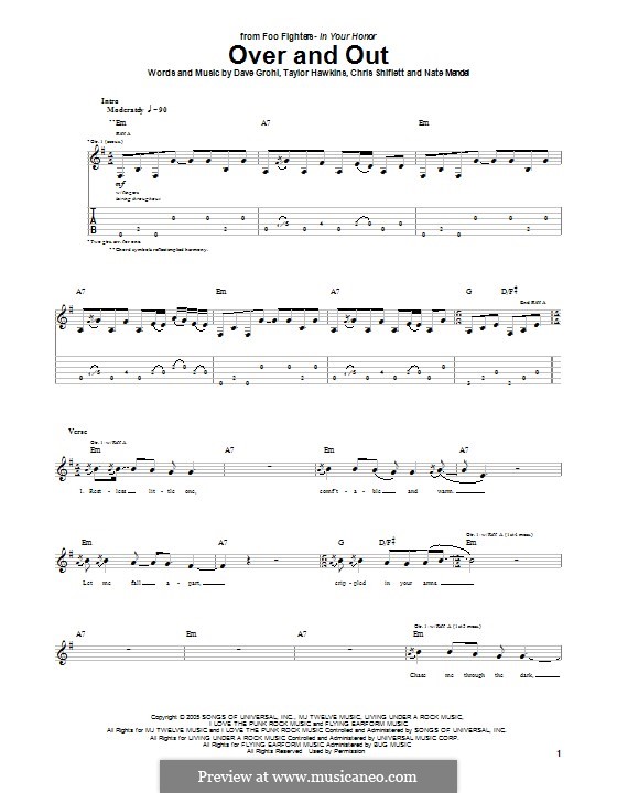 Over and Out (Foo Fighters): Für Gitarre mit Tab by Christopher Shiflett, David Grohl, Nate Mendel, Taylor Hawkins