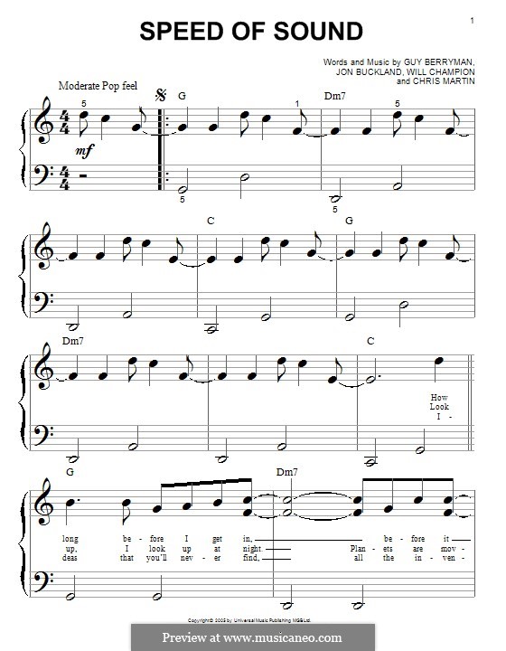 Speed of Sound (Coldplay): Für Klavier by Chris Martin, Guy Berryman, Jonny Buckland, Will Champion